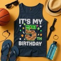Birthday Boy It'S My 5th Birthday Gamer Pixel Number Tank Top thumb 4