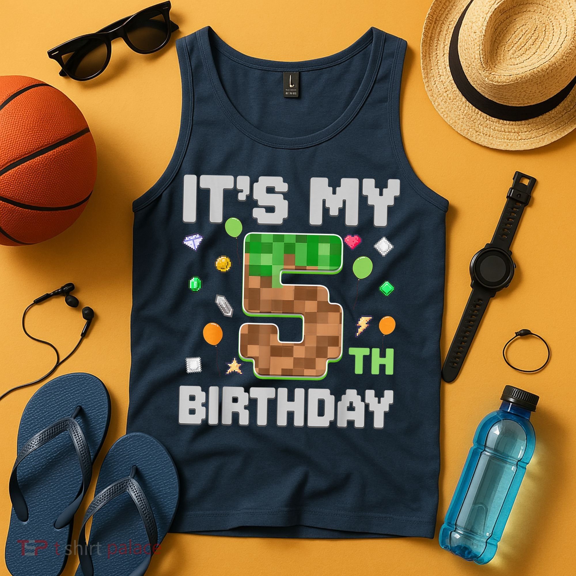 Birthday Boy It'S My 5th Birthday Gamer Pixel Number Tank Top