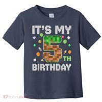 Birthday Boy It'S My 5th Birthday Gamer Pixel Number Toddler T-Shirt thumb 0
