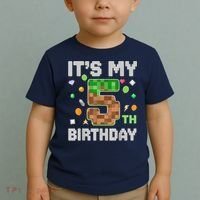 Birthday Boy It'S My 5th Birthday Gamer Pixel Number Toddler T-Shirt thumb 2