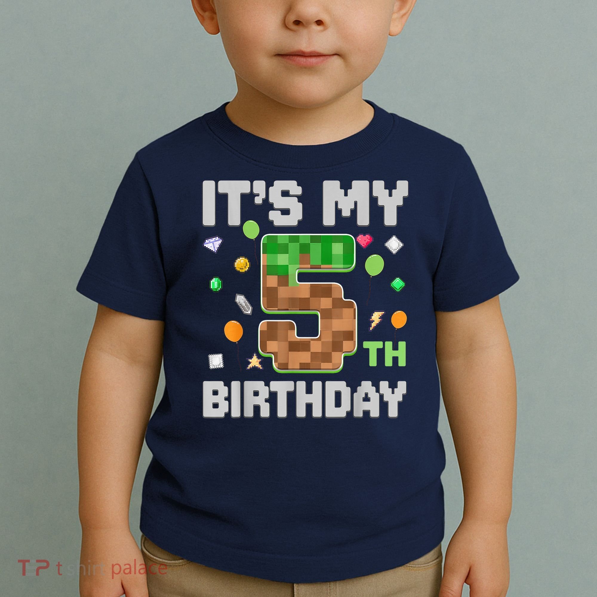 Birthday Boy It'S My 5th Birthday Gamer Pixel Number Toddler T-Shirt