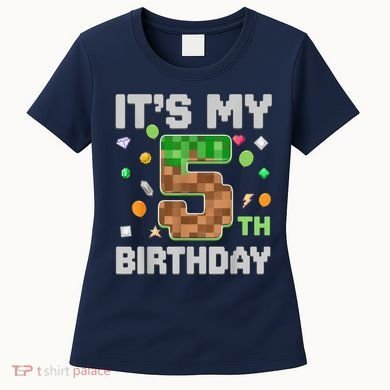Birthday Boy It'S My 5th Birthday Gamer Pixel Number Women's T-Shirt