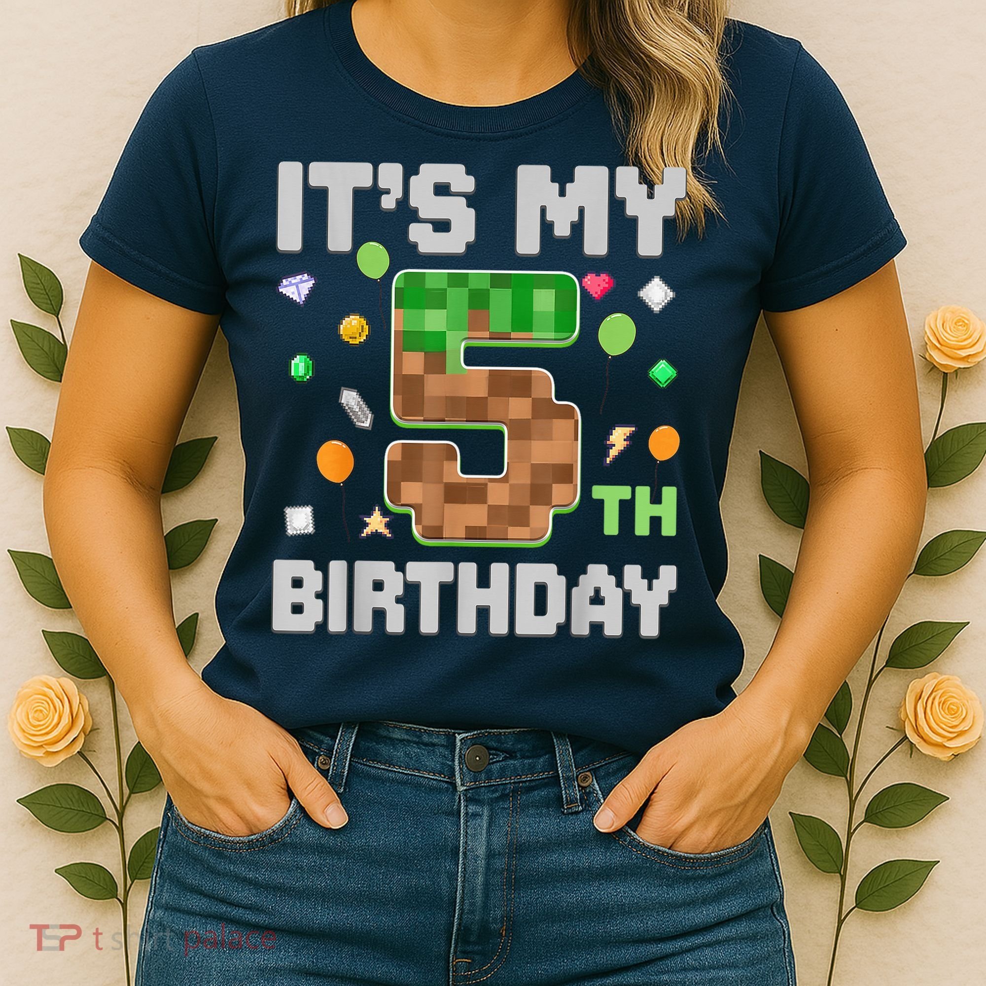 Birthday Boy It'S My 5th Birthday Gamer Pixel Number Women's T-Shirt