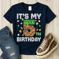 Birthday Boy It'S My 5th Birthday Gamer Pixel Number Women's T-Shirt thumb 3