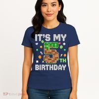 Birthday Boy It'S My 5th Birthday Gamer Pixel Number Women's T-Shirt thumb 4