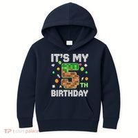 Birthday Boy It'S My 5th Birthday Gamer Pixel Number Kids Hoodie thumb 0
