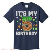 Birthday Boy It'S My 5th Birthday Gamer Pixel Number Kids T-Shirt thumb 0