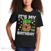 Birthday Boy It'S My 5th Birthday Gamer Pixel Number Kids T-Shirt thumb 2