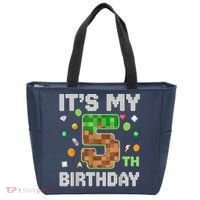 Birthday Boy It'S My 5th Birthday Gamer Pixel Number Tote Bag thumb 0