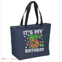 Birthday Boy It'S My 5th Birthday Gamer Pixel Number Tote Bag thumb 2