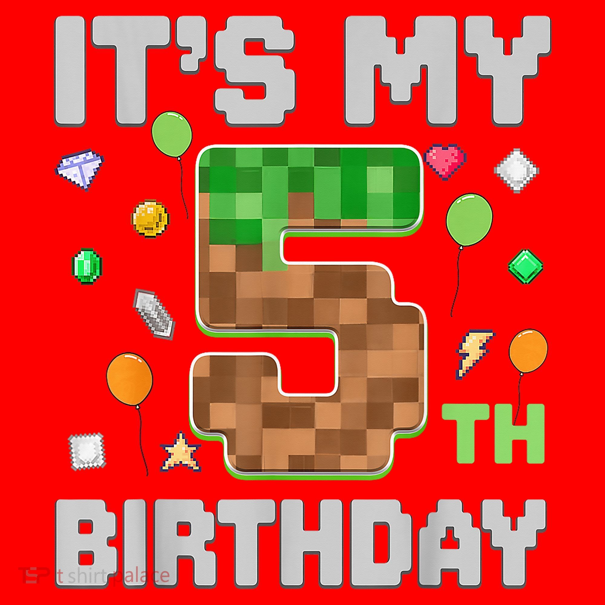 Birthday Boy It'S My 5th Birthday Gamer Pixel Number Santa Hat