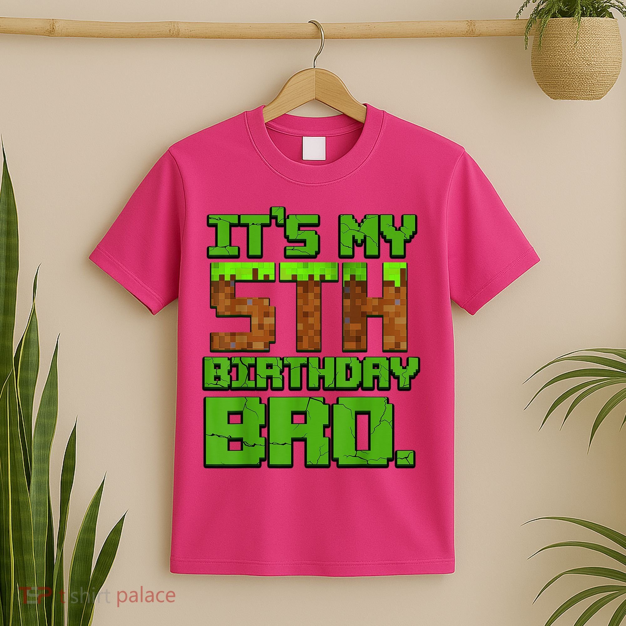 Birthday Boy It'S My 5th Birthday Gamer Pixel Number T-Shirt