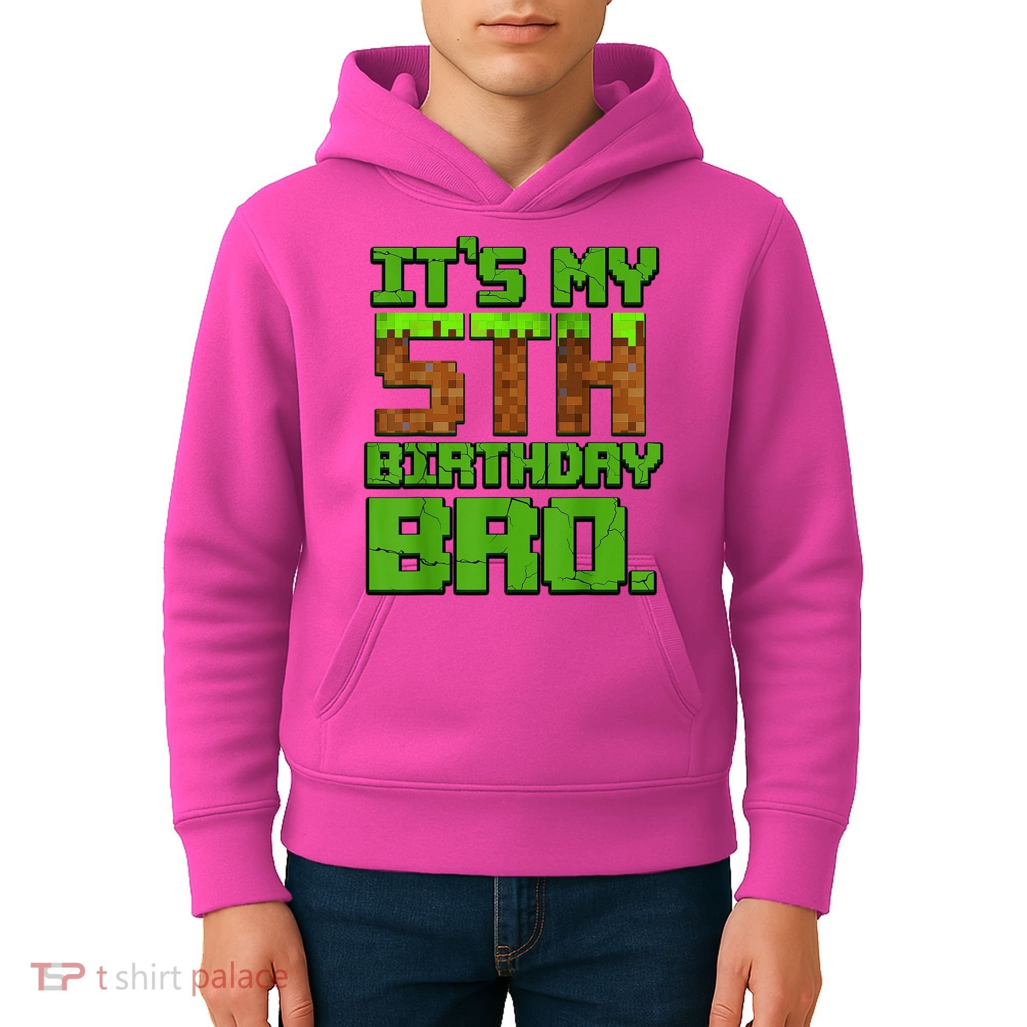 Birthday Boy It'S My 5th Birthday Gamer Pixel Number Kids Hoodie