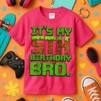 Birthday Boy It'S My 5th Birthday Gamer Pixel Number Kids T-Shirt thumb 3
