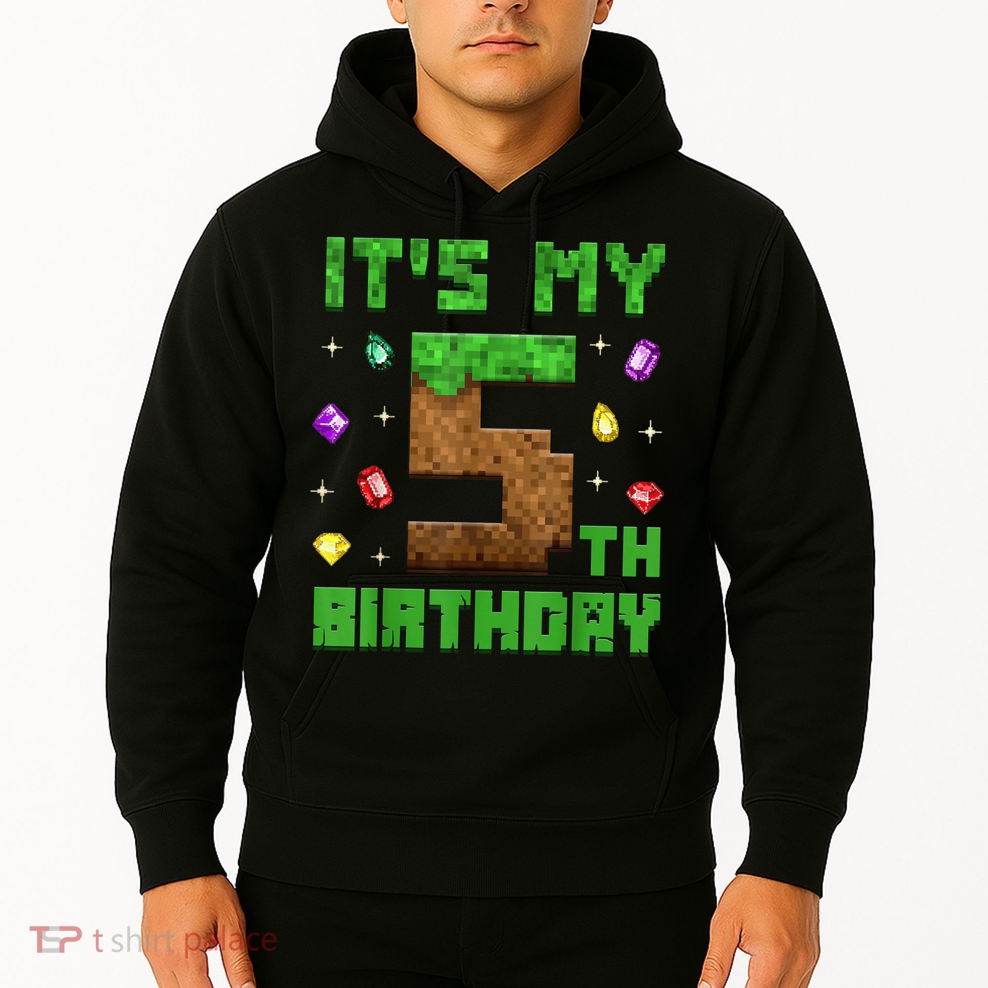 Birthday Boy It'S My 5th Birthday Gamer Pixel Number Hoodie