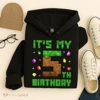 Birthday Boy It'S My 5th Birthday Gamer Pixel Number Hoodie thumb 4