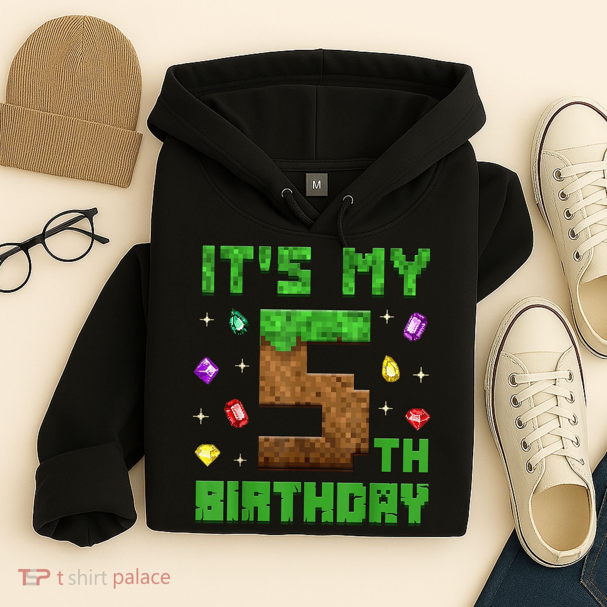 Birthday Boy It'S My 5th Birthday Gamer Pixel Number Hoodie