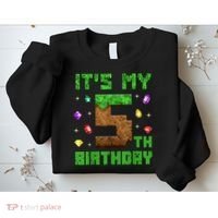 Birthday Boy It'S My 5th Birthday Gamer Pixel Number Sweatshirt thumb 2