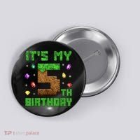 Birthday Boy It'S My 5th Birthday Gamer Pixel Number Button thumb 0