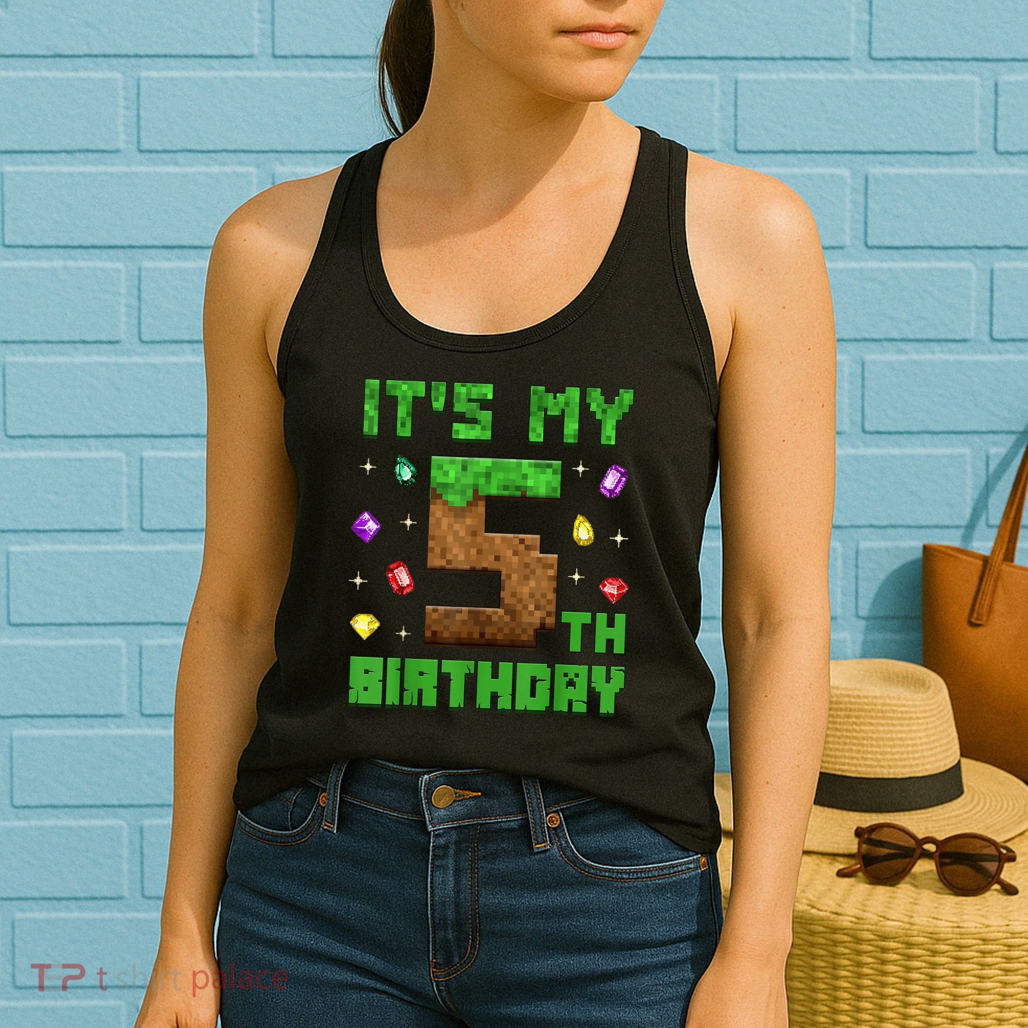Birthday Boy It'S My 5th Birthday Gamer Pixel Number Women's Tank Top