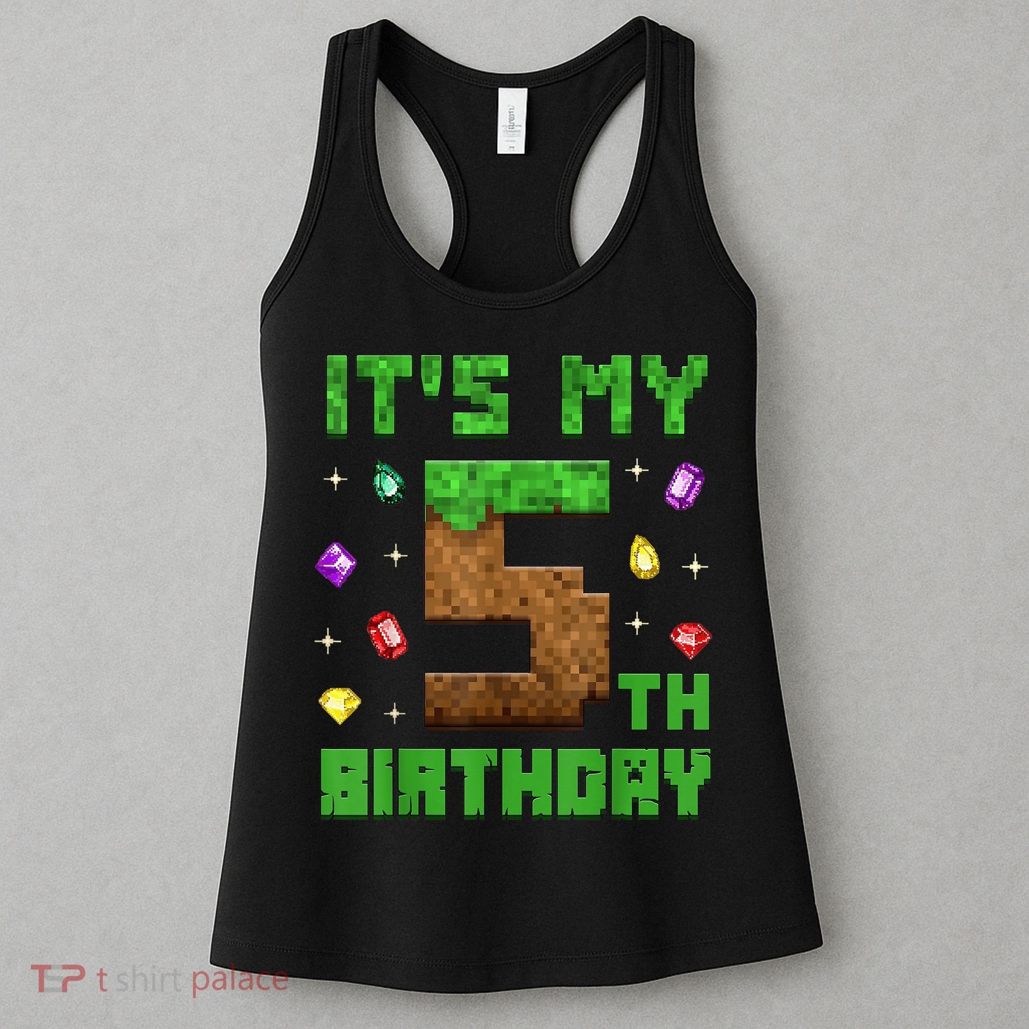 Birthday Boy It'S My 5th Birthday Gamer Pixel Number Women's Tank Top