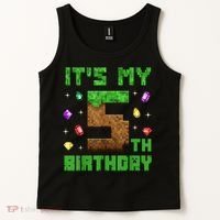 Birthday Boy It'S My 5th Birthday Gamer Pixel Number Tank Top thumb 2