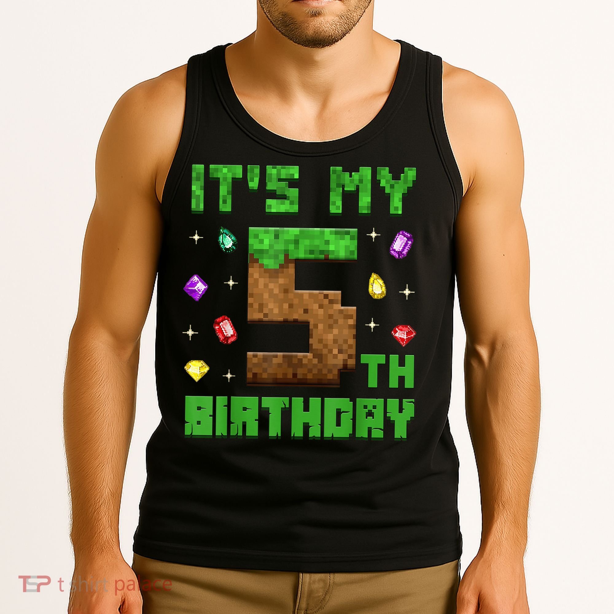 Birthday Boy It'S My 5th Birthday Gamer Pixel Number Tank Top
