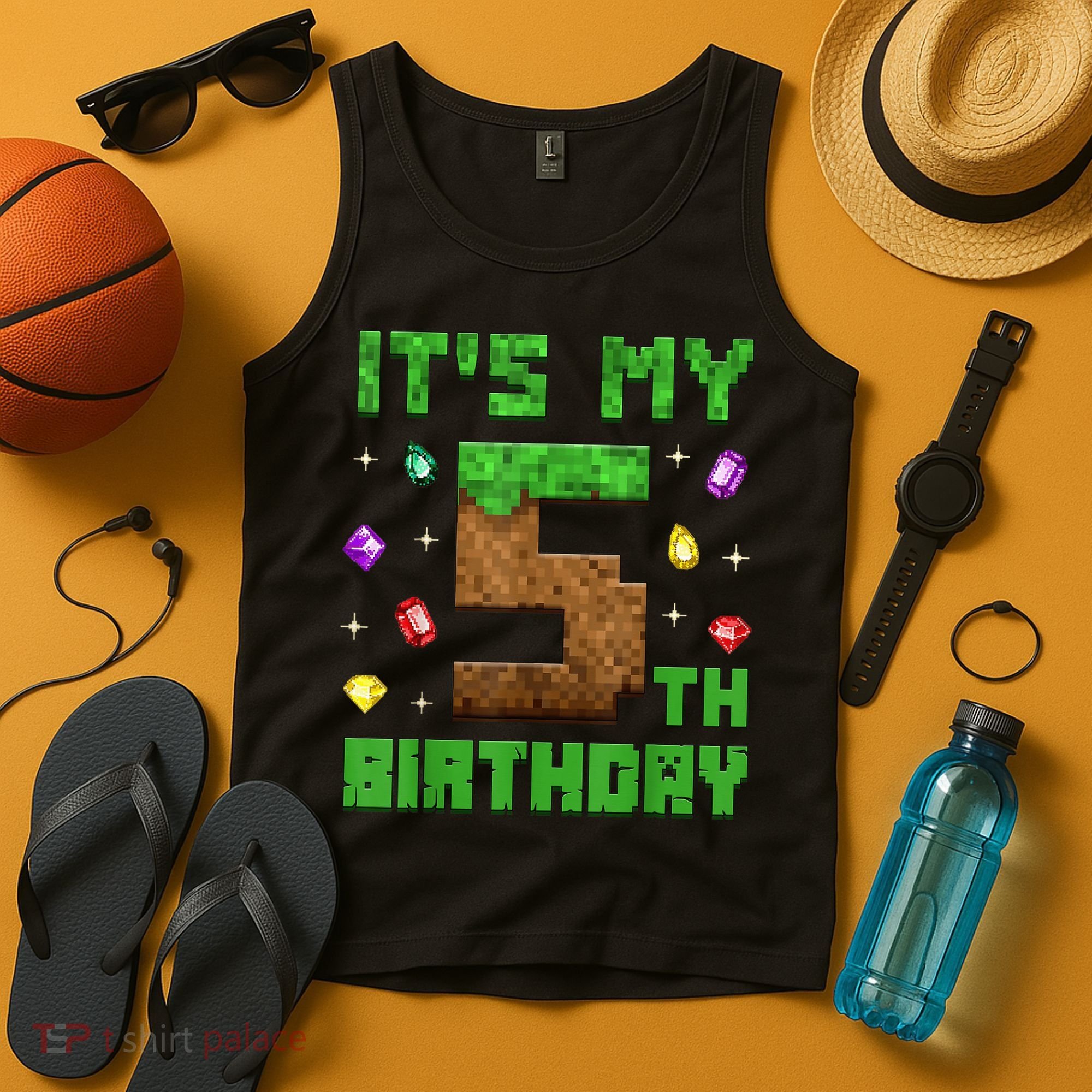 Birthday Boy It'S My 5th Birthday Gamer Pixel Number Tank Top