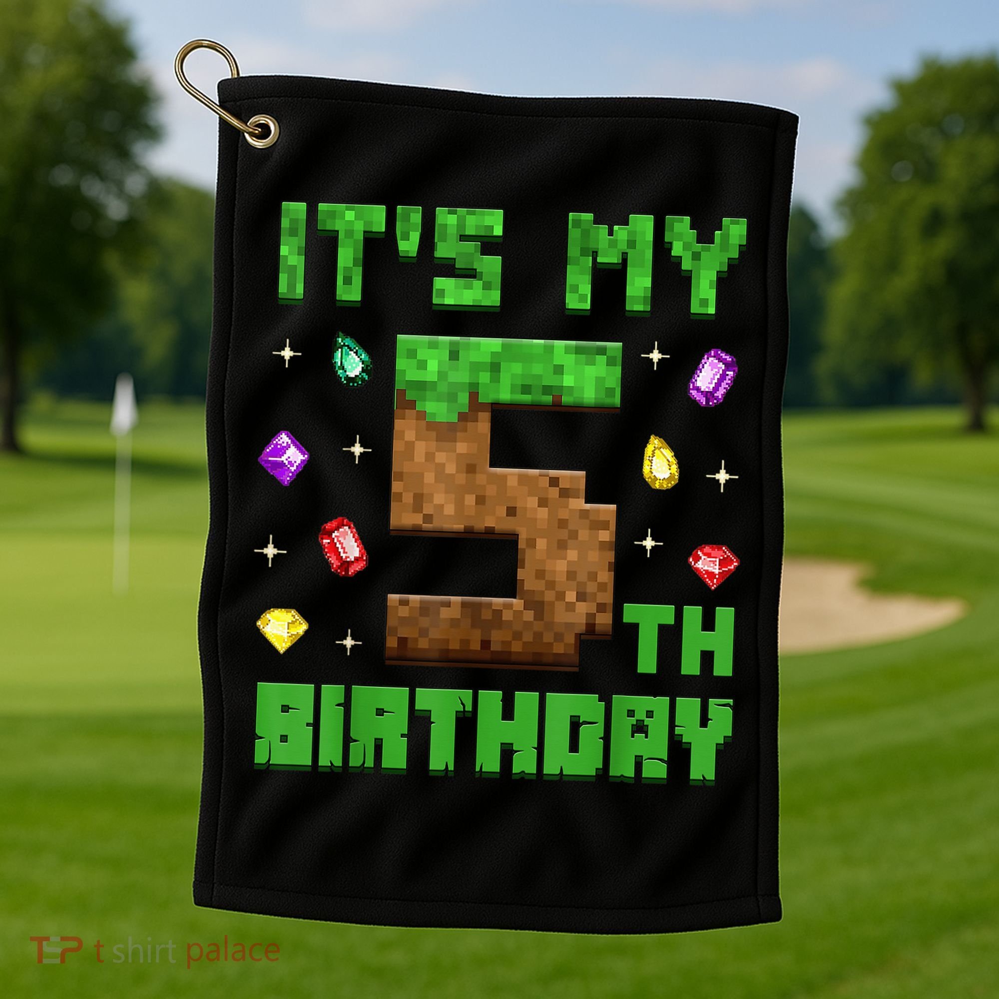 Birthday Boy It'S My 5th Birthday Gamer Pixel Number Golf Towel