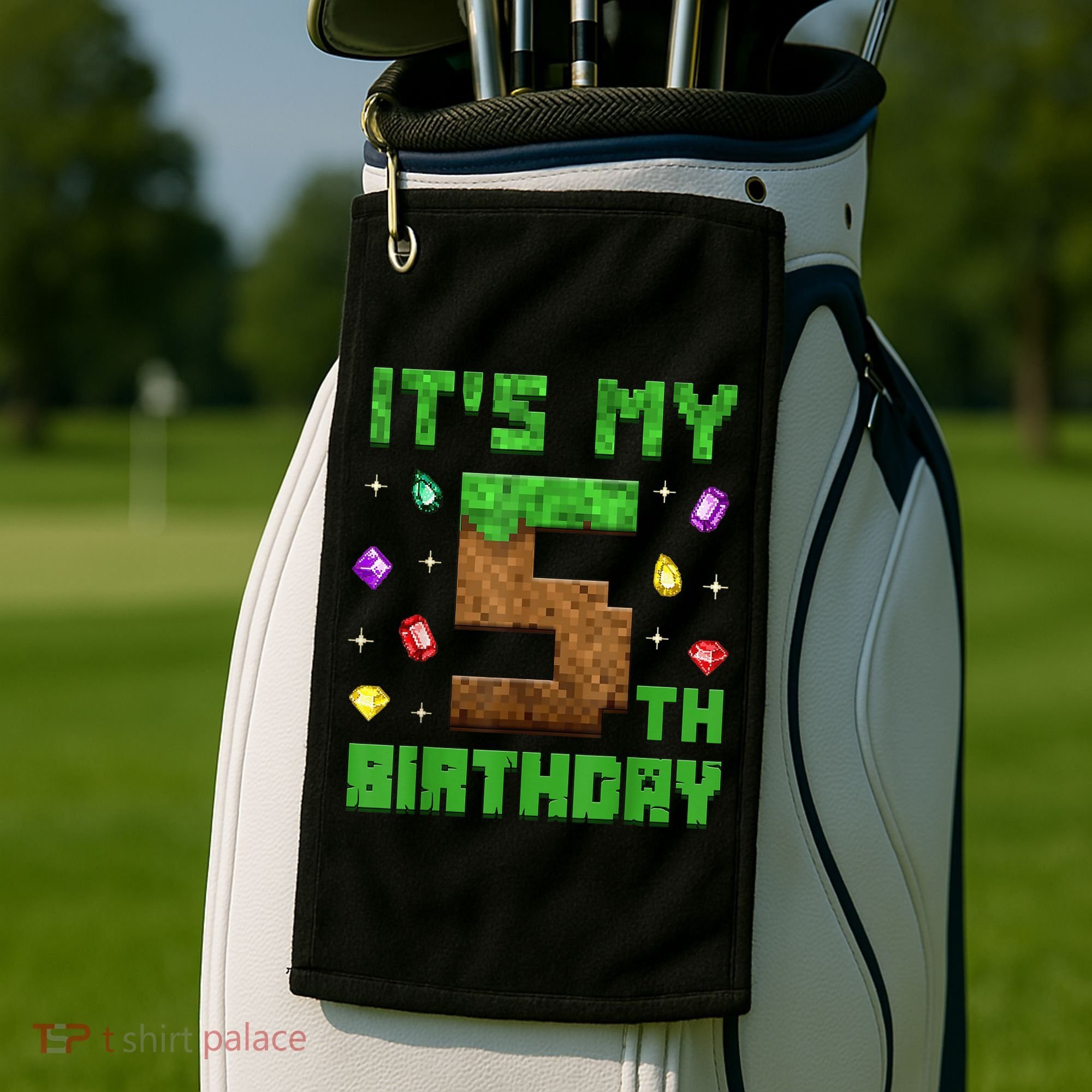 Birthday Boy It'S My 5th Birthday Gamer Pixel Number Golf Towel