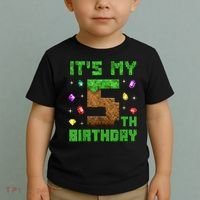 Birthday Boy It'S My 5th Birthday Gamer Pixel Number Toddler T-Shirt thumb 2