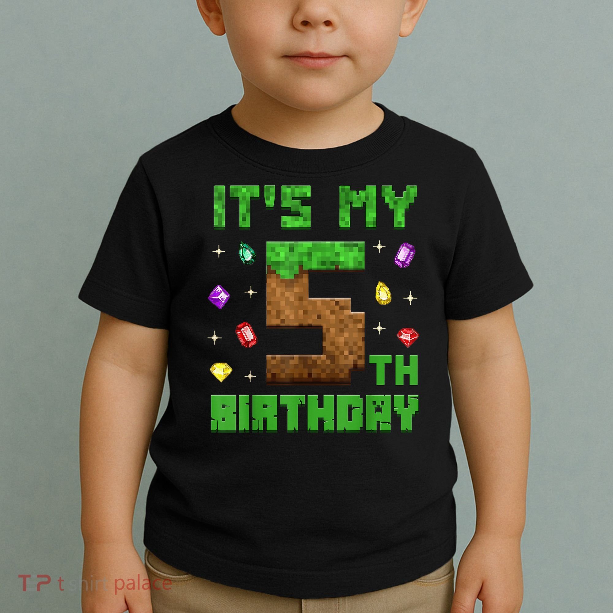 Birthday Boy It'S My 5th Birthday Gamer Pixel Number Toddler T-Shirt