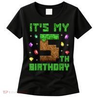 Birthday Boy It'S My 5th Birthday Gamer Pixel Number Women's T-Shirt thumb 0