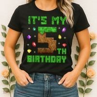 Birthday Boy It'S My 5th Birthday Gamer Pixel Number Women's T-Shirt thumb 2