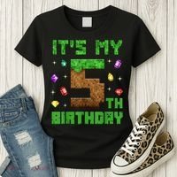 Birthday Boy It'S My 5th Birthday Gamer Pixel Number Women's T-Shirt thumb 3