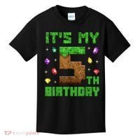 Birthday Boy It'S My 5th Birthday Gamer Pixel Number Kids T-Shirt thumb 0