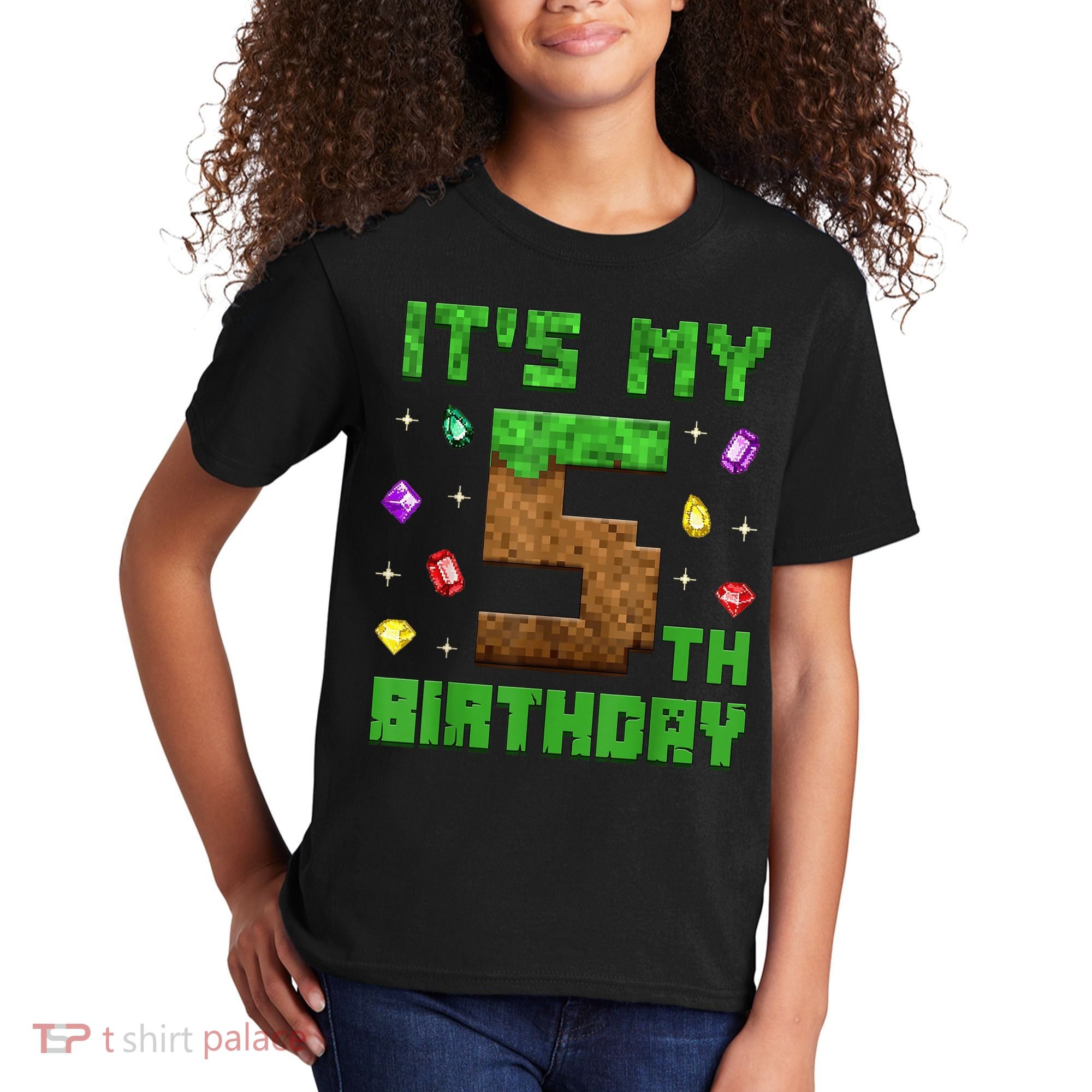 Birthday Boy It'S My 5th Birthday Gamer Pixel Number Kids T-Shirt