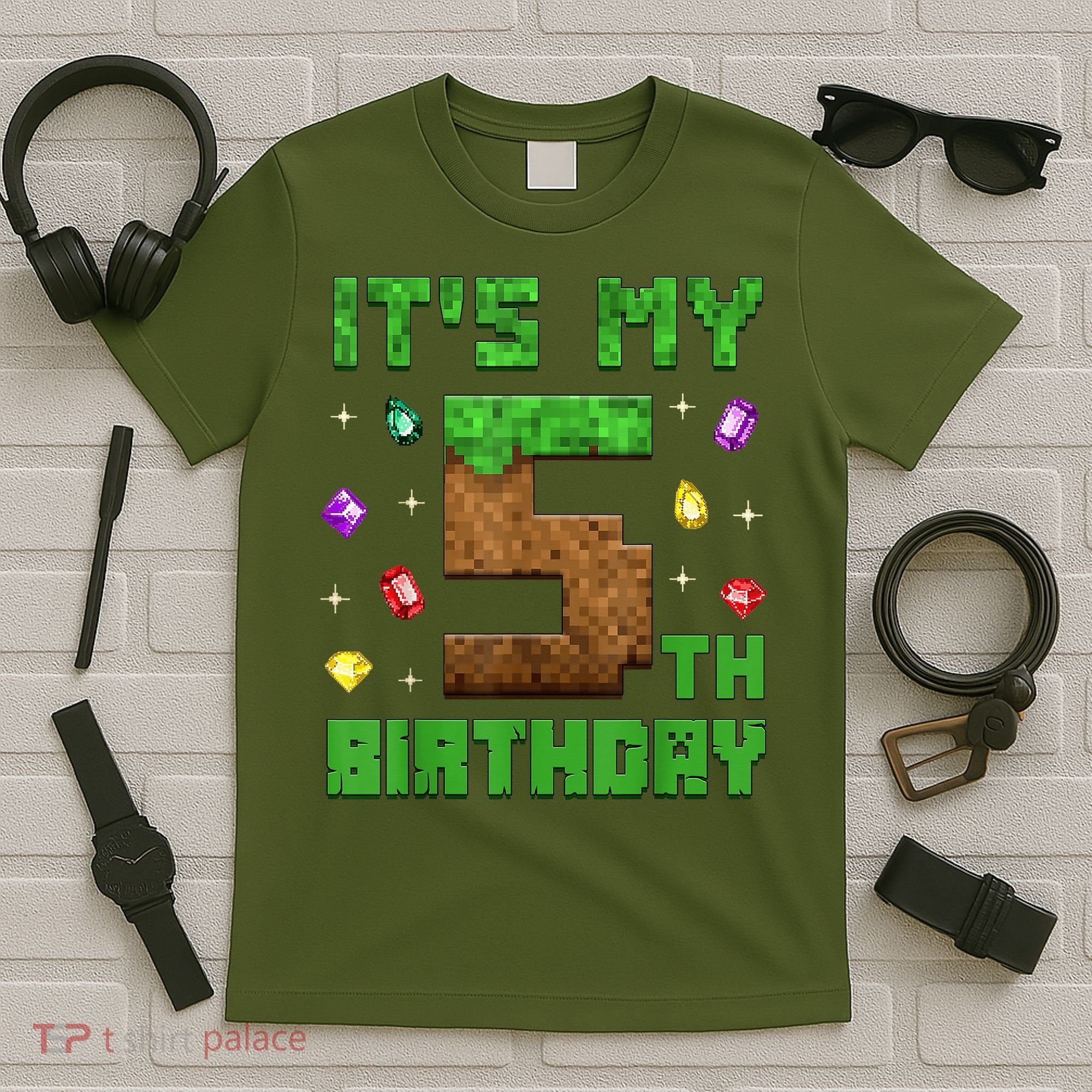 Birthday Boy It'S My 5th Birthday Gamer Pixel Number T-Shirt