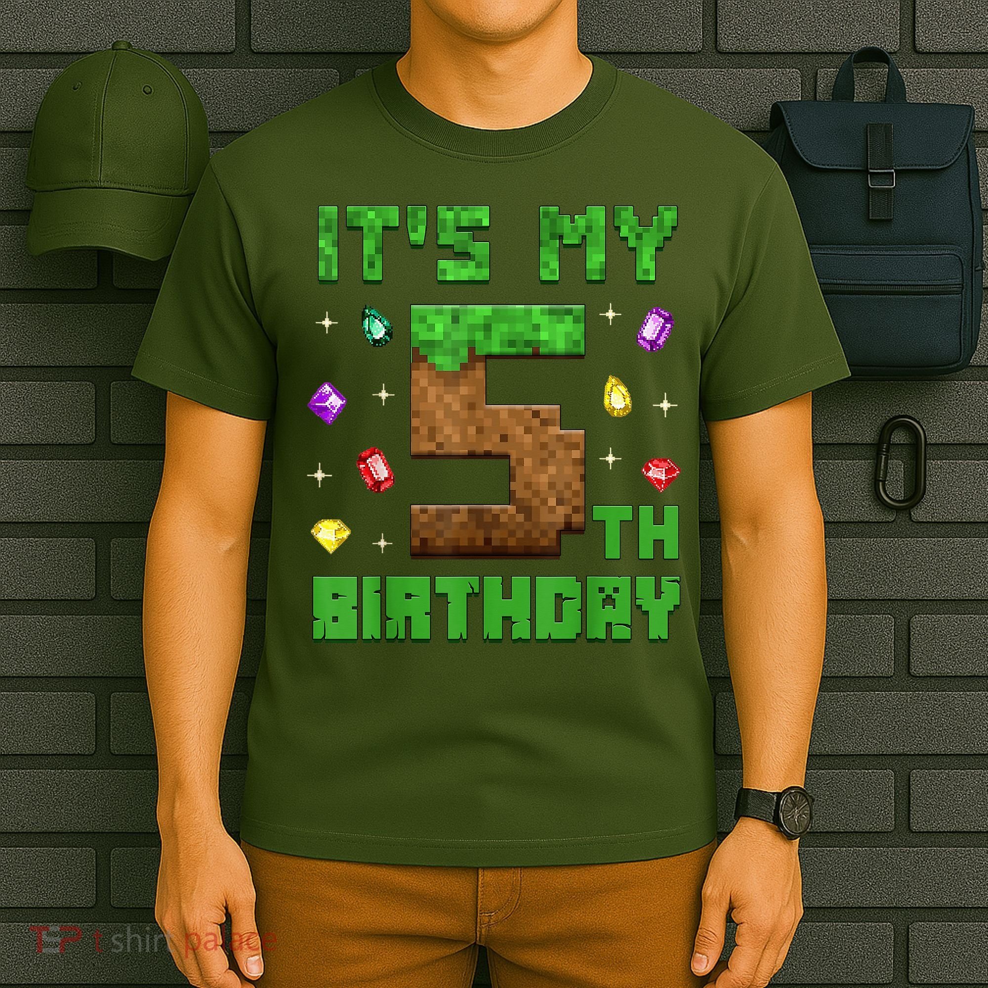 Birthday Boy It'S My 5th Birthday Gamer Pixel Number T-Shirt