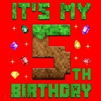 Birthday Boy It'S My 5th Birthday Gamer Pixel Number Santa Hat thumb 1