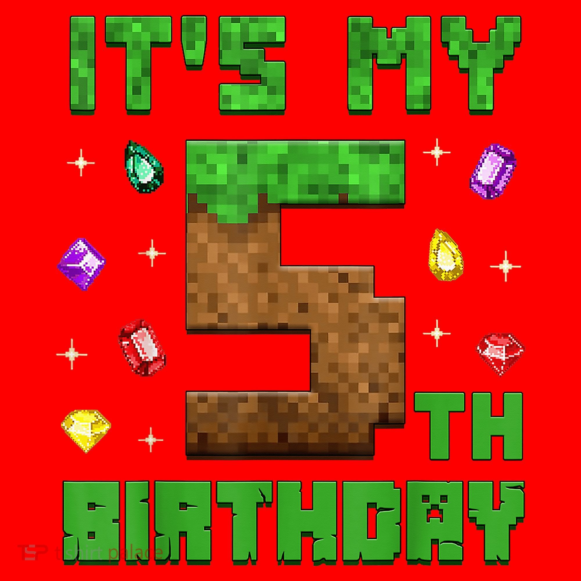 Birthday Boy It'S My 5th Birthday Gamer Pixel Number Santa Hat