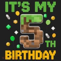 Birthday Boy It'S My 5th Birthday Gamer Pixel Number Golf Towel thumb 3