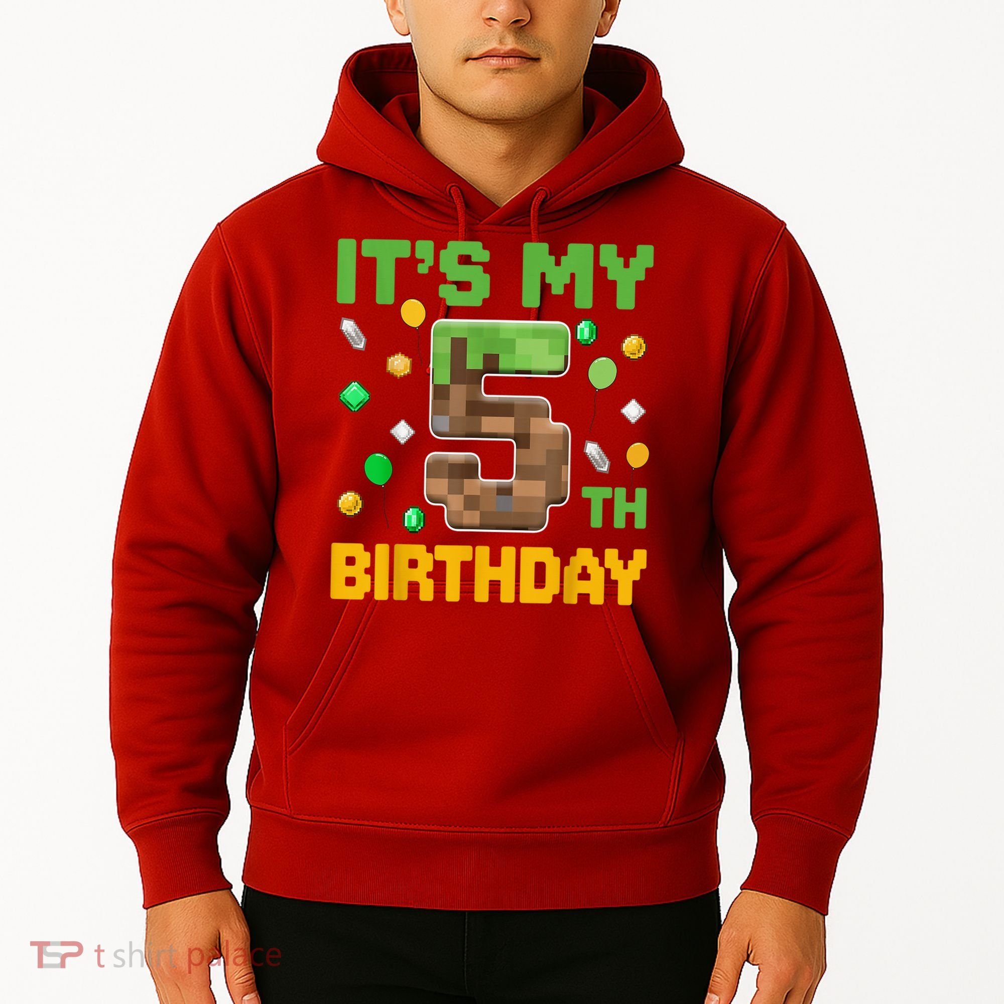Birthday Boy It'S My 5th Birthday Gamer Pixel Number Hoodie