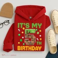 Birthday Boy It'S My 5th Birthday Gamer Pixel Number Hoodie thumb 4
