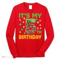 Birthday Boy It'S My 5th Birthday Gamer Pixel Number Long Sleeve Shirt thumb 0