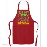 Birthday Boy It'S My 5th Birthday Gamer Pixel Number Apron thumb 0