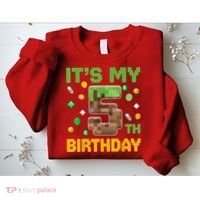 Birthday Boy It'S My 5th Birthday Gamer Pixel Number Sweatshirt thumb 2