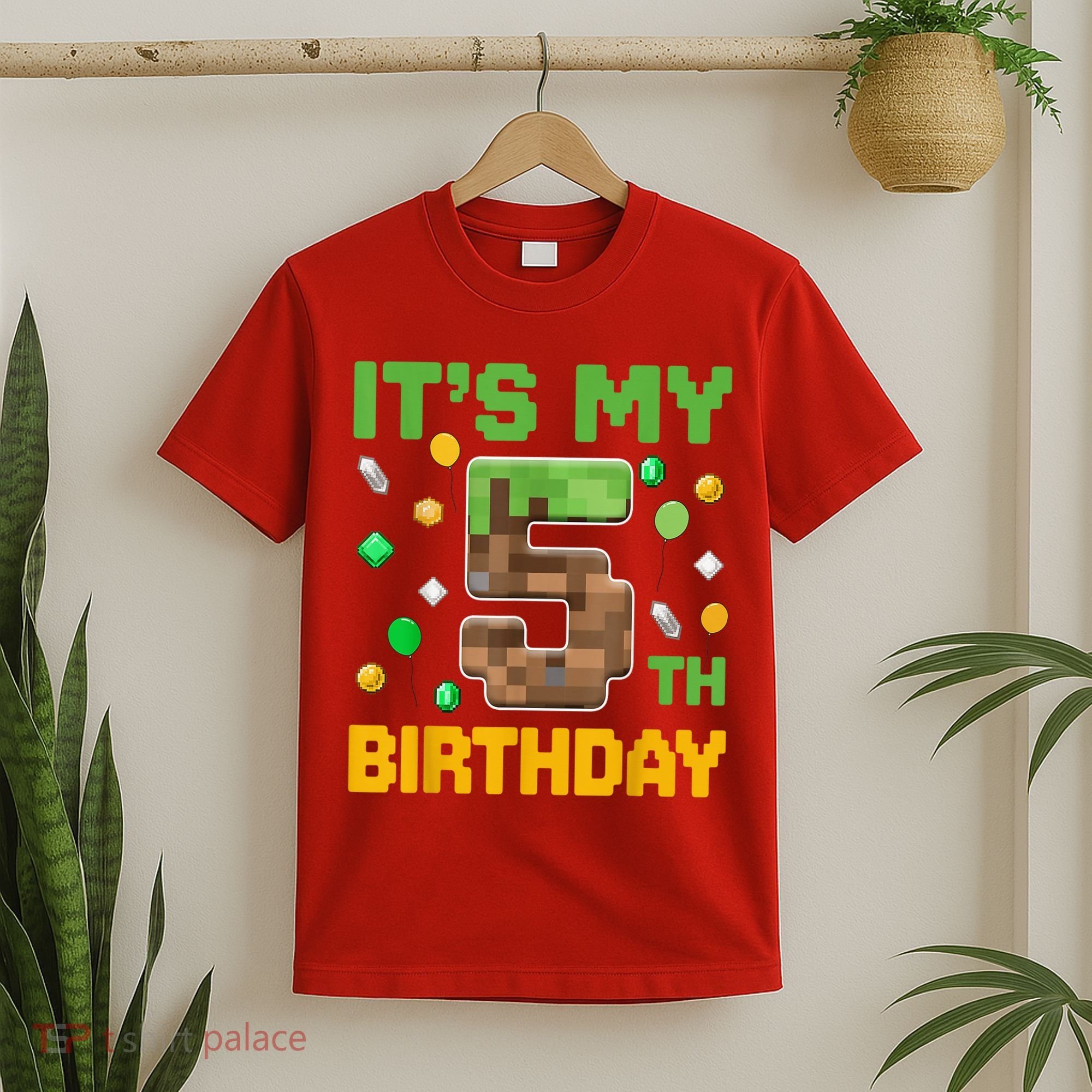 Birthday Boy It'S My 5th Birthday Gamer Pixel Number T-Shirt
