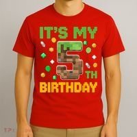 Birthday Boy It'S My 5th Birthday Gamer Pixel Number T-Shirt thumb 3