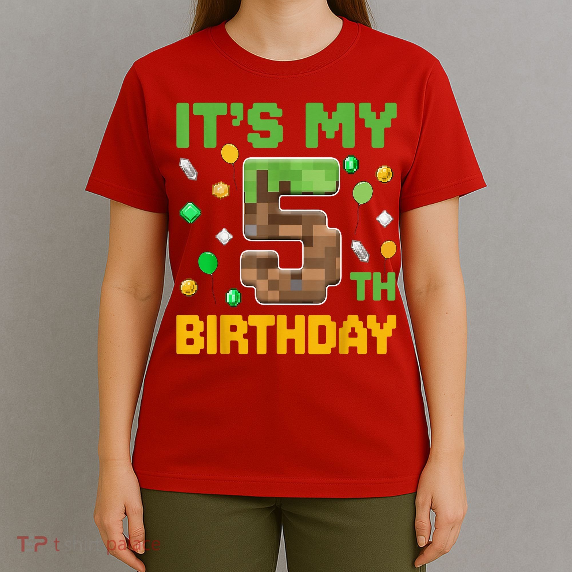 Birthday Boy It'S My 5th Birthday Gamer Pixel Number T-Shirt